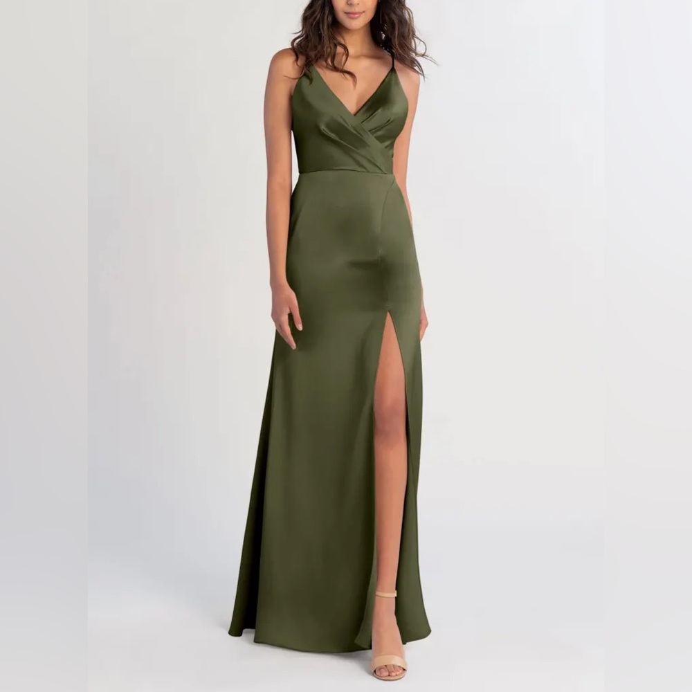 Jenny Yoo Beckett Bridesmaid Dress Olive Green Size 8